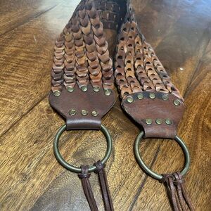 Womens Vintage Boho Brown Leather Braided Belt